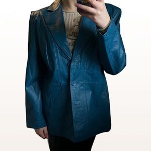 teal worthington leather jacket